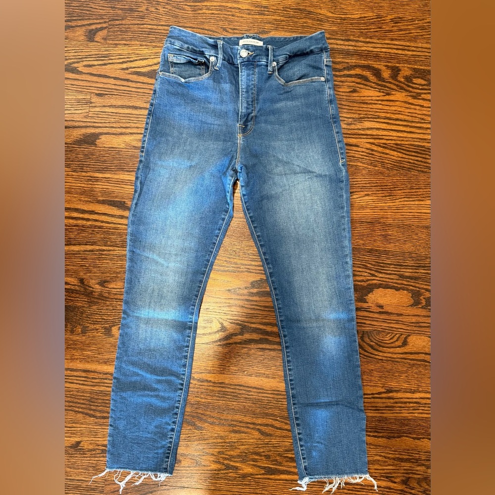 Good American Good Waist Crop Skinny Jeans - Size 6/28 - Frayed Hem